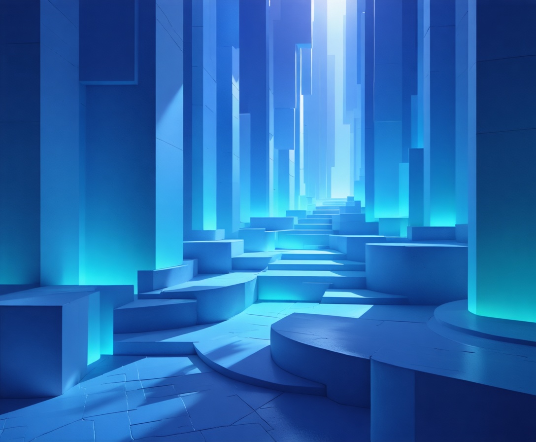 Abstrakte 3D-Darstellung einer wachsenden geometrischen Struktur