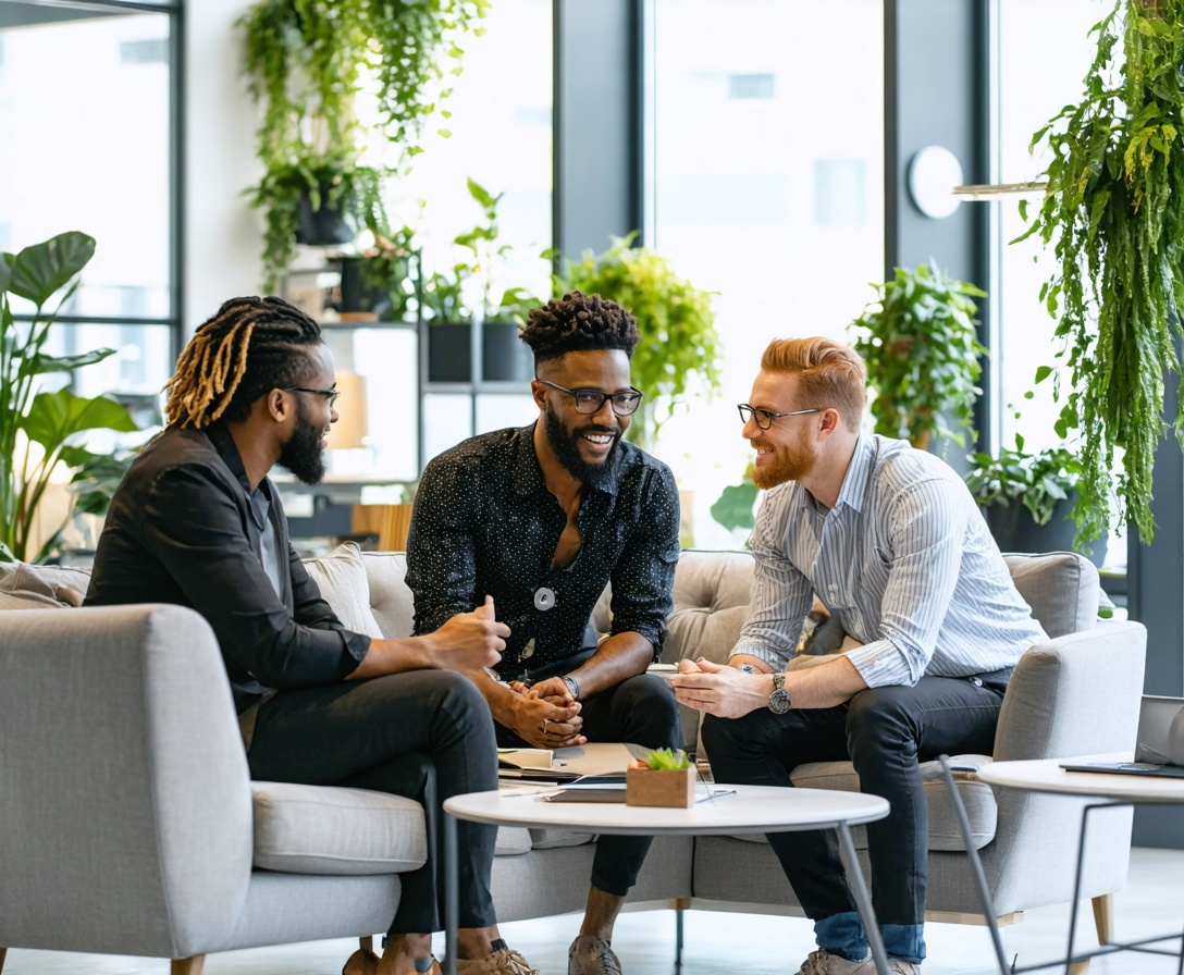 Das diverse Vantago Team bei der konzentrierten Zusammenarbeit in unserem Berliner Office